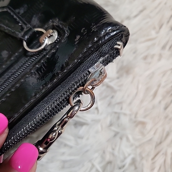 Coach Wristlet Mini Purse Clutch Wrislet Bag Black C Logo Silver Tone Hardware - Picture 9 of 14